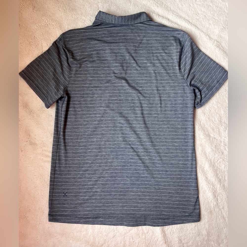 Lululemon Gray Striped Polo Shirt Men Size Large - Picture 4 of 8